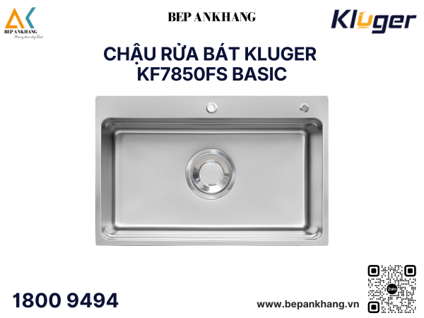 Chậu rửa bát Kluger KF7850FS Basic - Linen dập nổi chống xước - Inox 304 Posco 